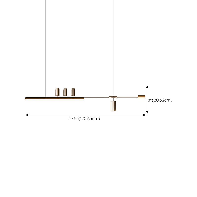 Metal Contemporary Linear Shape Pendant Light with Plastic Shade for Living Room