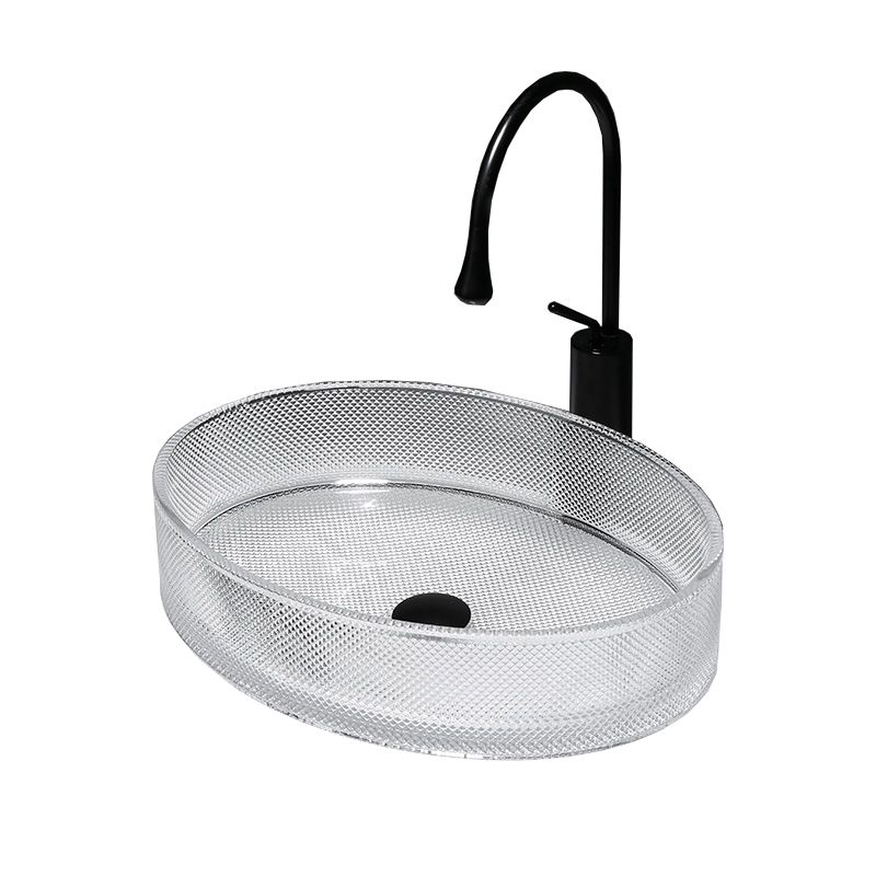 Modern Clear Wash Stand Glass Trough Bathroom Sink for Bathroom