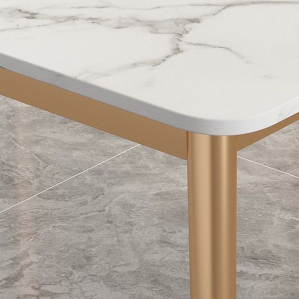 Traditional Luxury Dining Table White Top Rectangle 4 Legs Table for Home