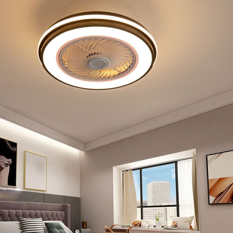 5-Blade Ceiling Fan Metallic Modernism White/Black Fan with Light for Hallway