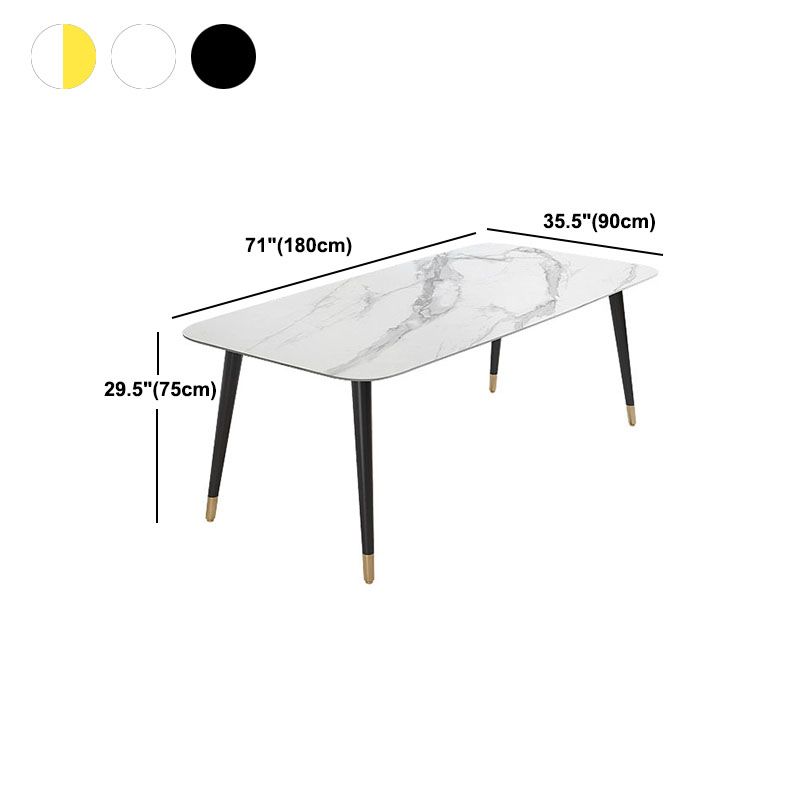 Modern Stone Rectangle Dining Table Home Kitchen Dinner Black Frame Dining Table