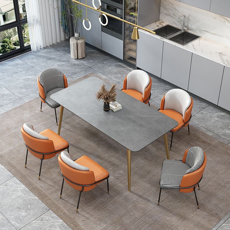 Gray Stone Top Dining Table Contemporary Dining Table with 4 Legs