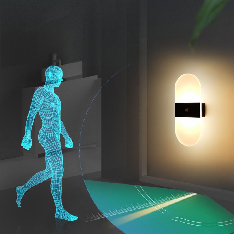 Modern Style Geometric Wall Sconce Lights Metal 1 Light Wall Mount Lighting in Black