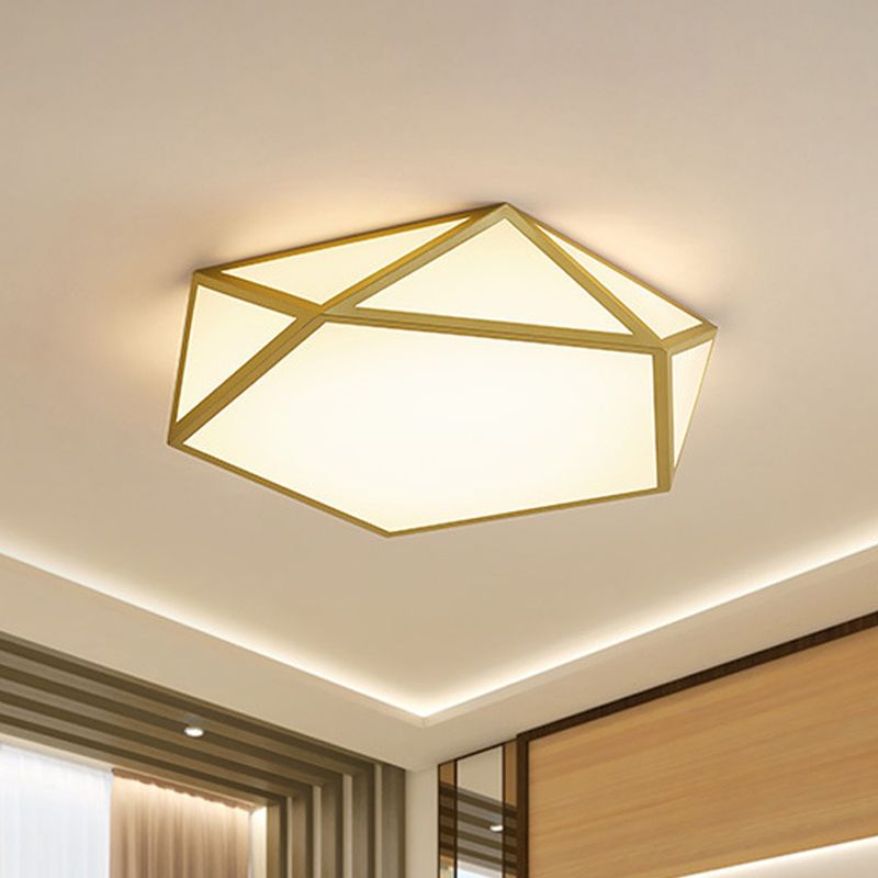 16.5"/20.5" Wide Gold Pentagon Ceiling Light Nordic LED Acrylic Flush Mount Lamp for Bedroom