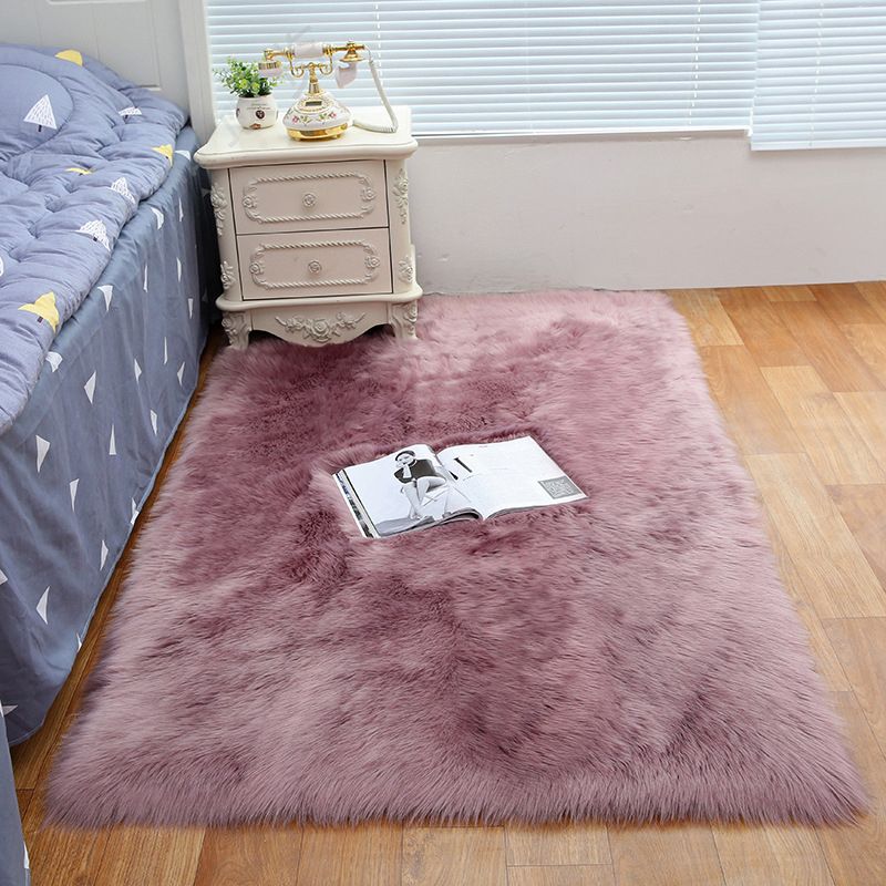 Shag Plain Rug Multi Color Simple Area Carpet Polypropylene Washable Anti-Slip Stain Resistant Rug for Room
