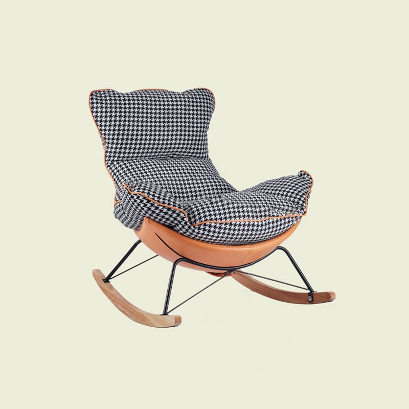 High Back Rocking Chair Ergonomic with Padded Seat Rocker Chair  with Ottoman