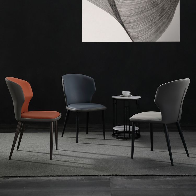 Modern Restaurant Leather Side Chair Matte Finish Wingback Dining Chair