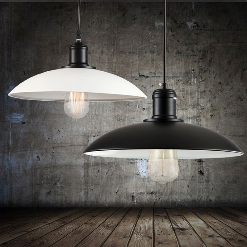 1 Light Pot Cover Hanging Pendant Industrial Style Metal Hanging Lighting for Living Room