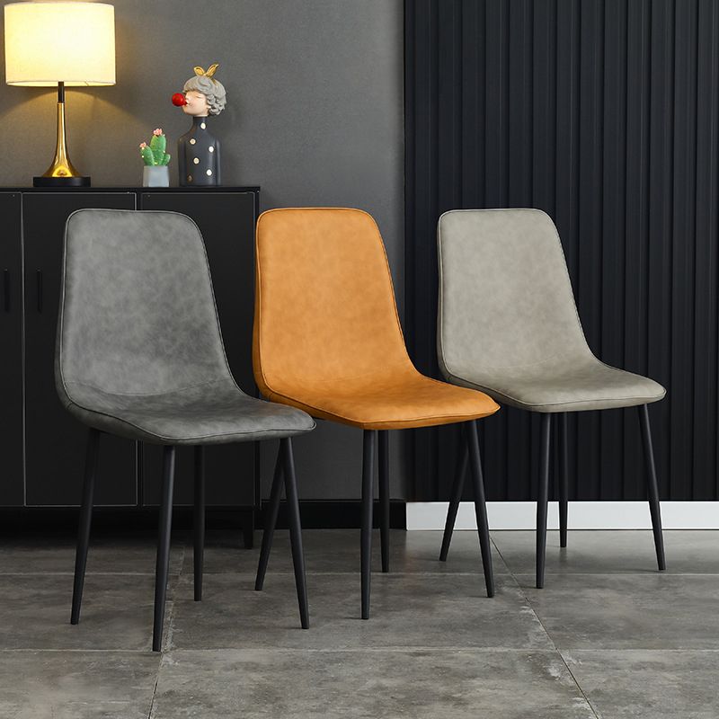 Contemporary Style Metal Chair Kitchen Dining Solid Back Dining Side Chairs