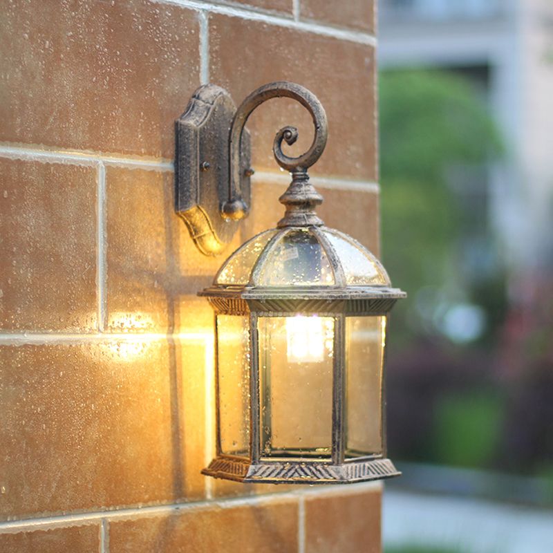 Zylinder klarer Glaswandhalterung 1-Licht Vintage Außenwandbeleuchtung