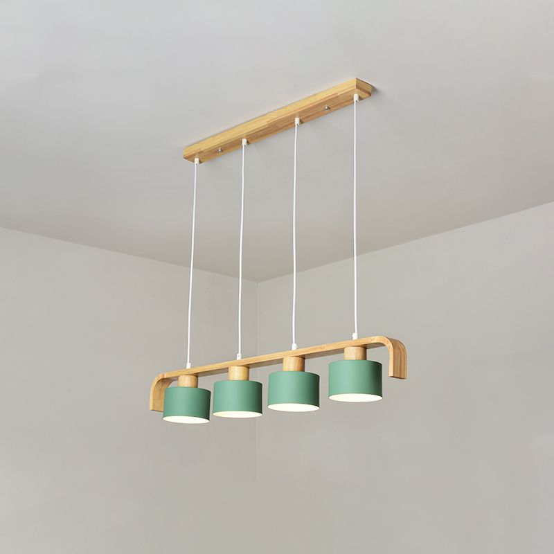 Metal Drum Shade Island Light 3/4 Heads Nordic Simple Chandelier Light for Dining Room Kitchen