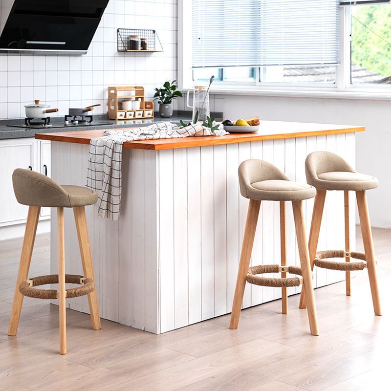 Contemporary Matte Finish Upholstered Bar Stools Restaurant Footrest Stool