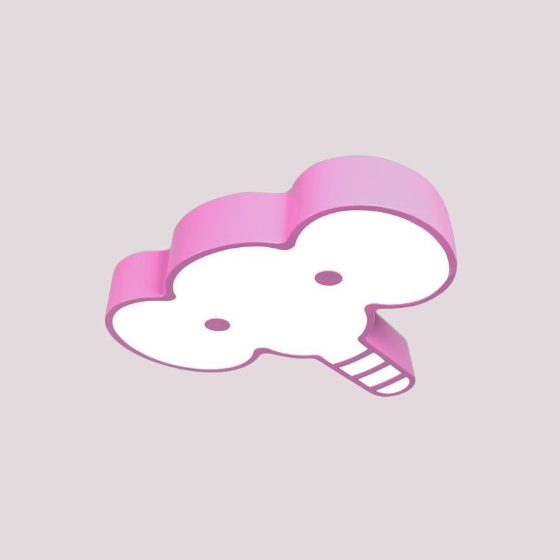 Elephant Face LED Flush Mount Fixture Kids Acrylic Red/Pink/Yellow Flush Ceiling Light for Bedchamber