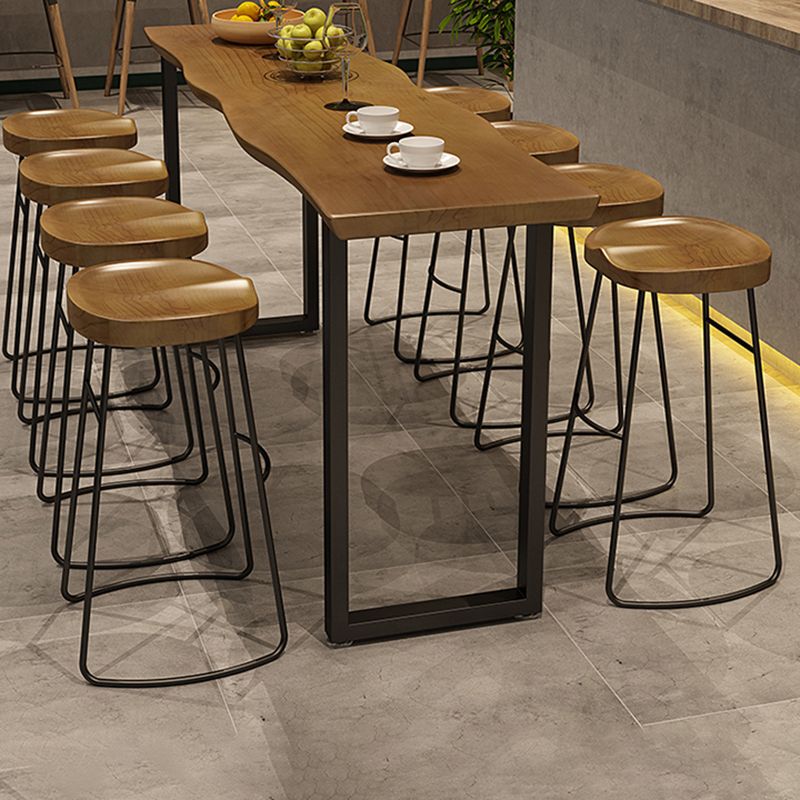 Modern 1/9 Pieces Bar Table Set Rectangle Wood Counter Table with High Stools for Balcony