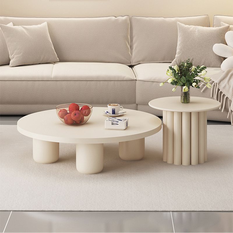 Modern Artificial Wood Coffee or End Table Round Coffee Table in Beige