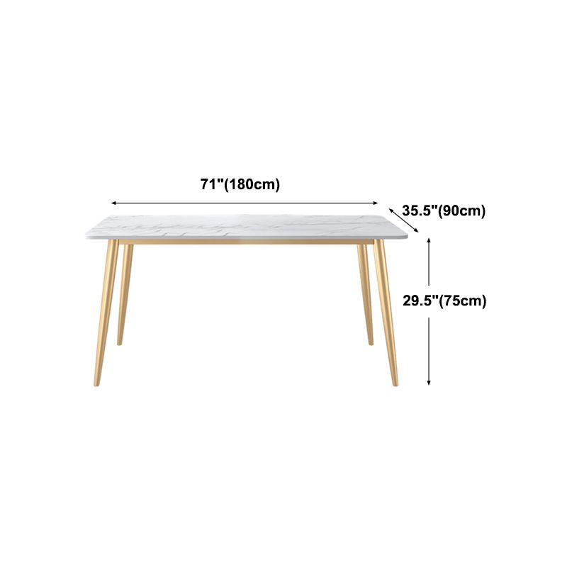 Traditional Luxury Dining Table White Stone Rectangle Dining Table for Home