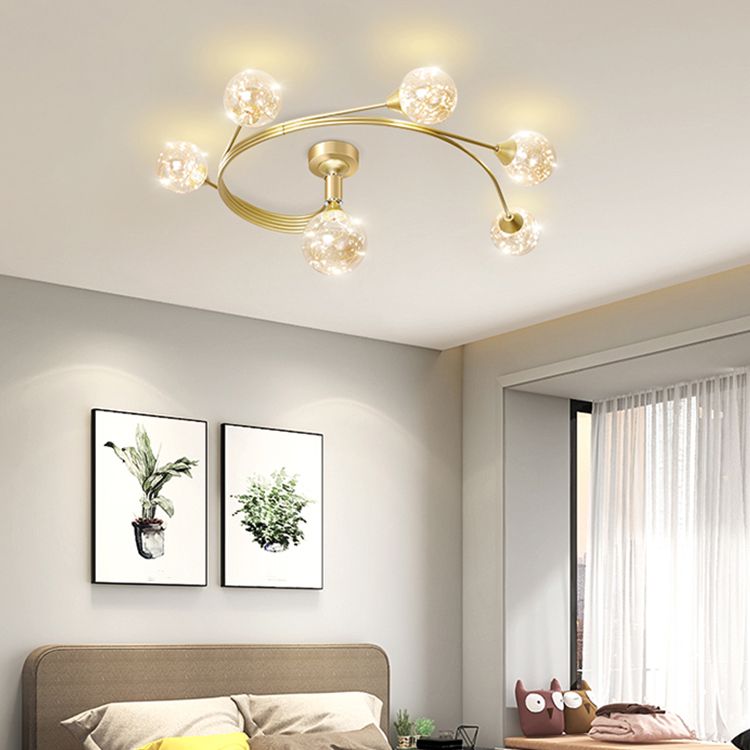 Lámpara de techo esférica múltiple iluminación de techo de vidrio de estilo moderno para dormitorio