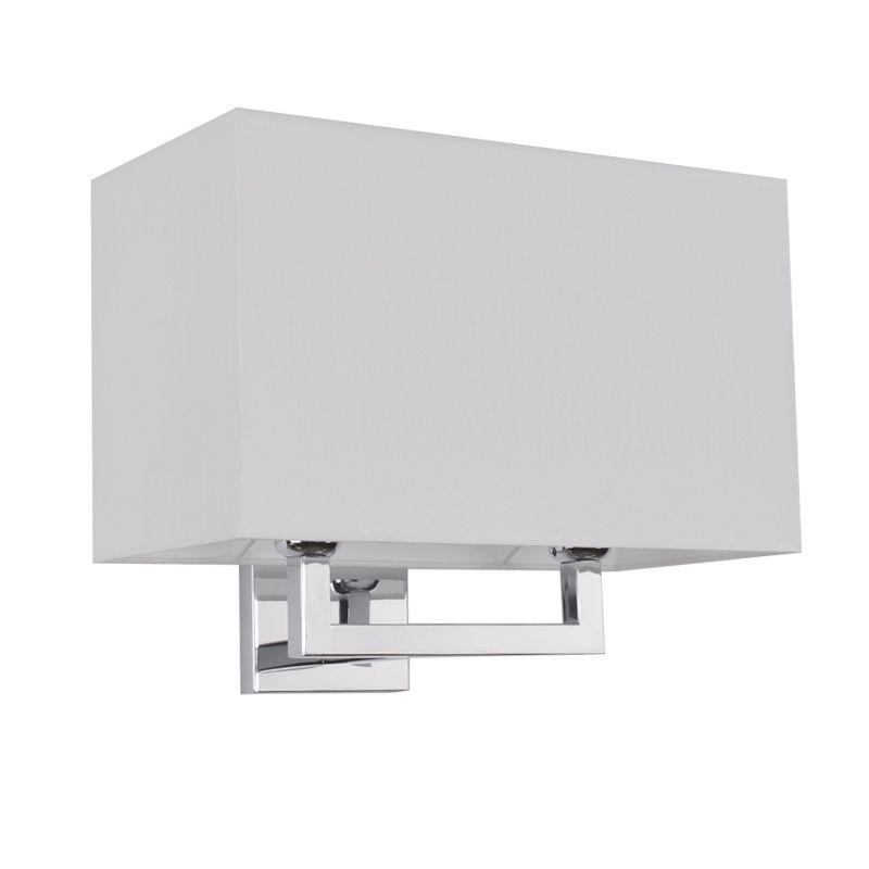 Rectangular Fabric Wall Light Fixture Contemporary 2 Heads Chrome Wall Mounted Lamp