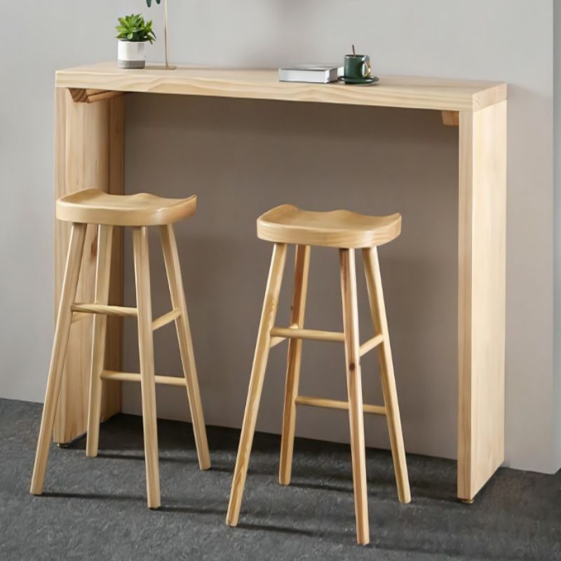 Rectangle Standard Height Bar Table Pine Solid Wood Bar Dining Table with Double Pedestal