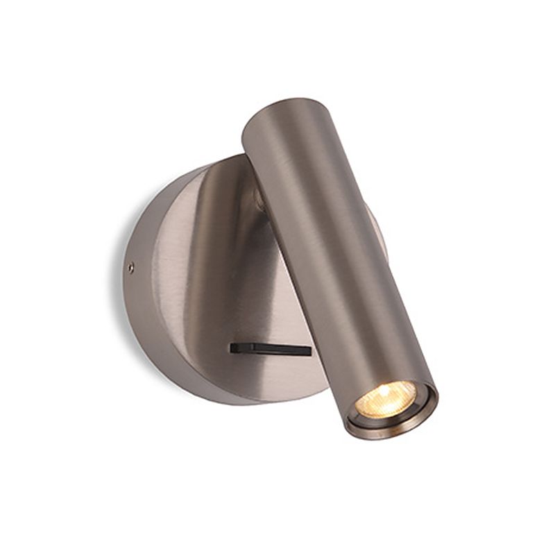 Angle Adjustable Mini LED Sconce Light Contemporary Minimalism Bedroom Lighting Fixture with Metal Round Base