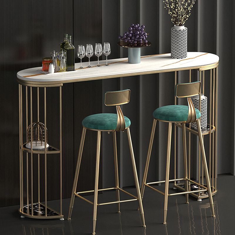 Modern Bar Pub Table Set 1/3 Pcs Metal Frame Bar Table and Upholstered Stools