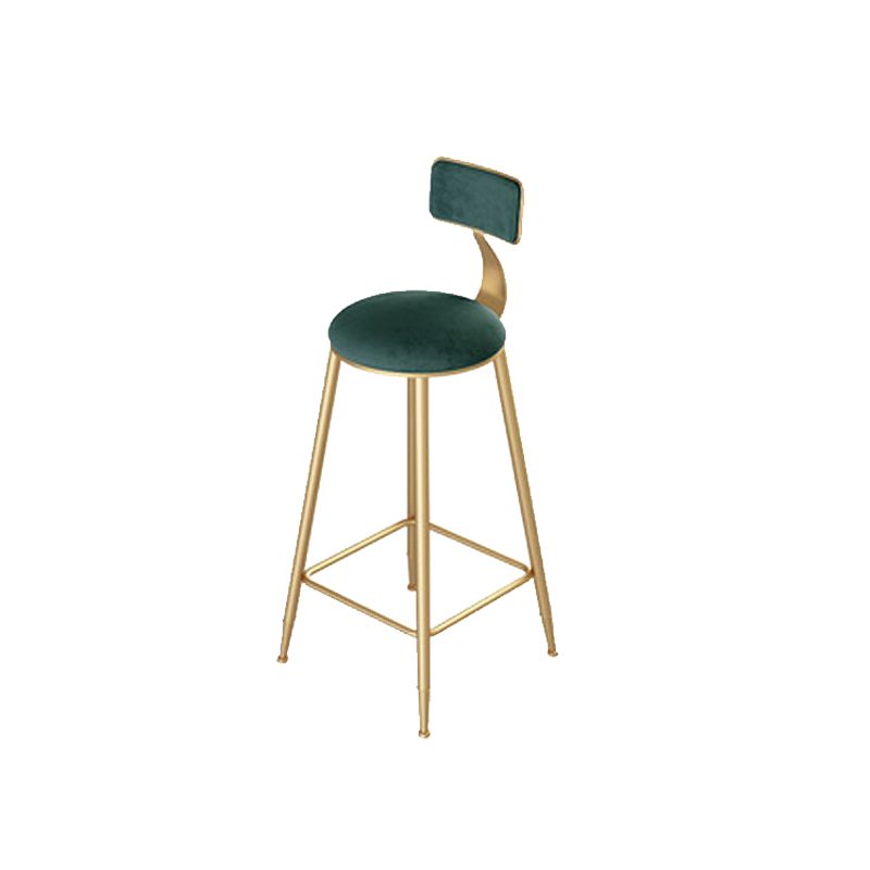 Green Cushion Bar Stools Armless Barstool with Gold Metal Legs