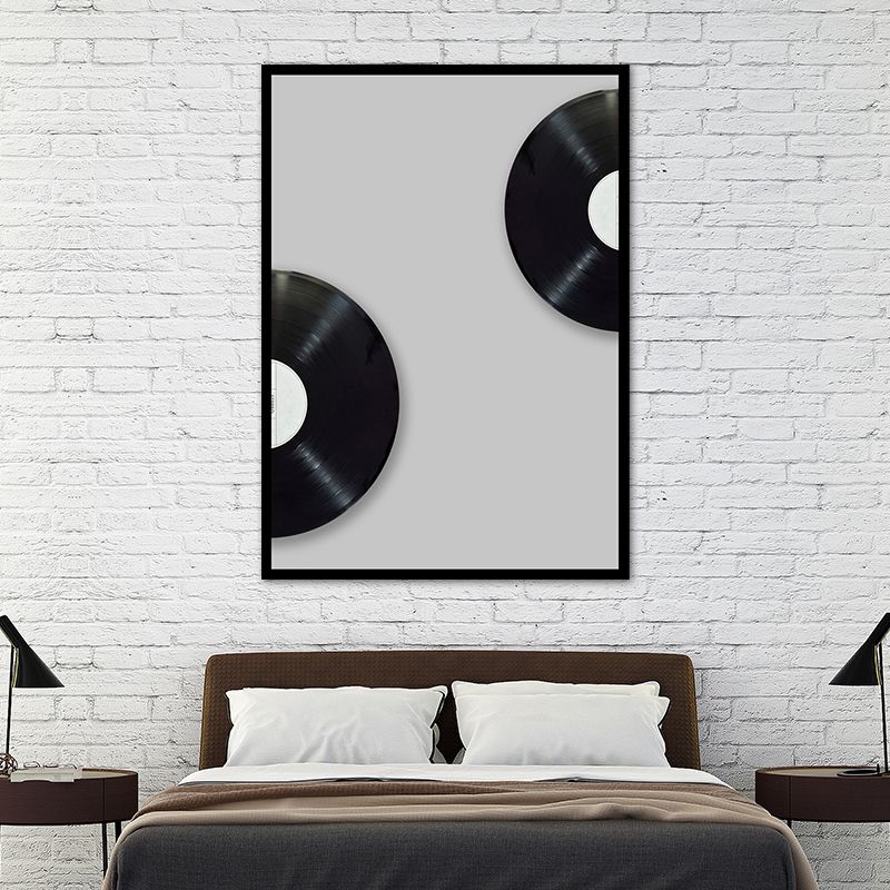Music CD Disk Wall Decor Vintage Style Textured Bedroom Canvas Print, Multiple Sizes
