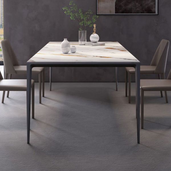 Eettafel met stenen blad Eigentijdse eettafel met 4 poten in zwart