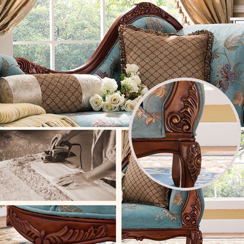 Traditional Cotton Blend Floor Chair with Rolled Arms Oversized Chaise Lounge