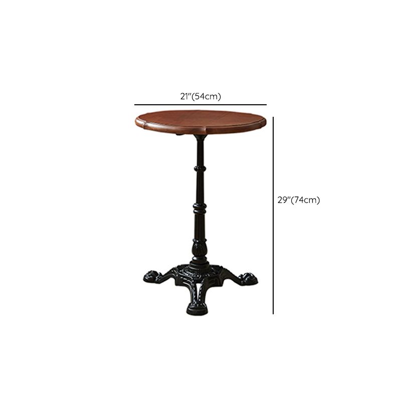 Round Solid Wood Dining Table Indoor Iron Pedestal Dining Table