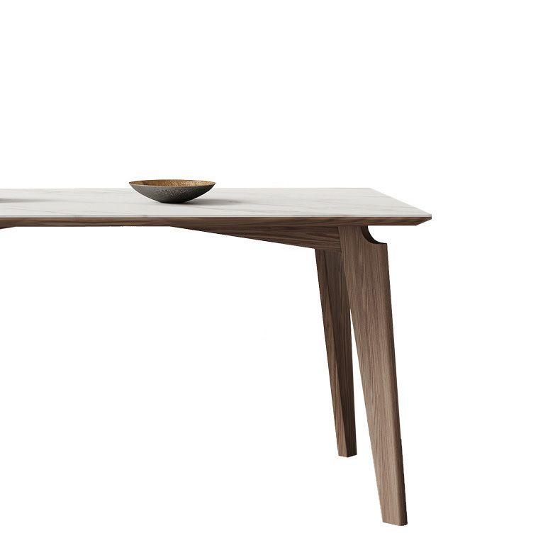 Industrial Style Dining Table Sintered Stone Table with Wooden Legs for Home Use