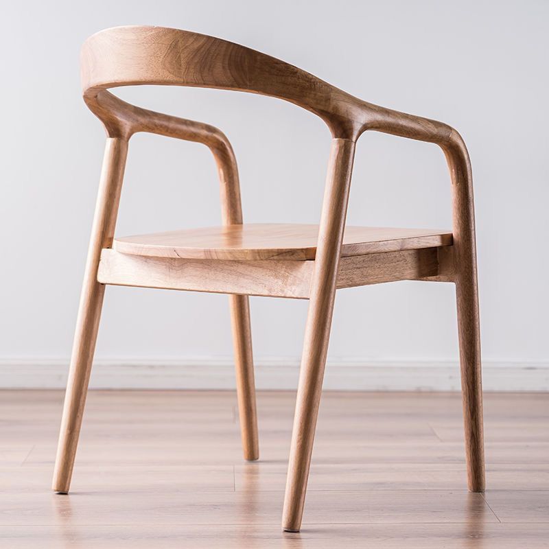 Contemporary Kitchen Dining Arm Chair Open Back Rubberwood Chair
