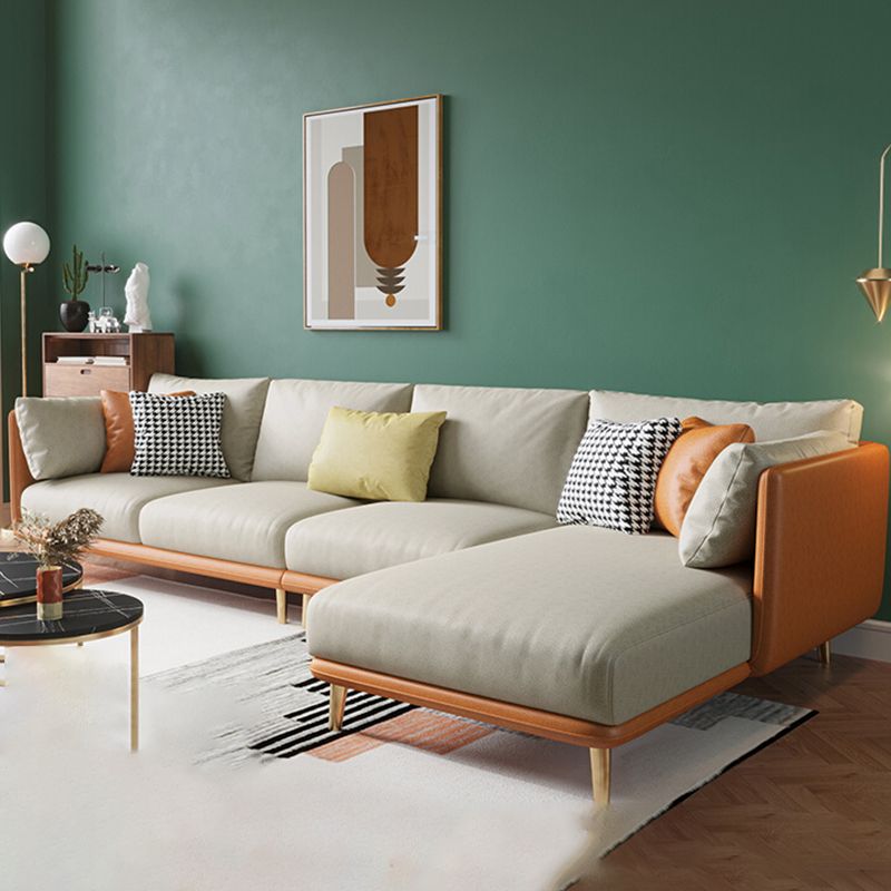 34.25 " H Faux Leather Square Arm Sofa & Chaise for Living Room