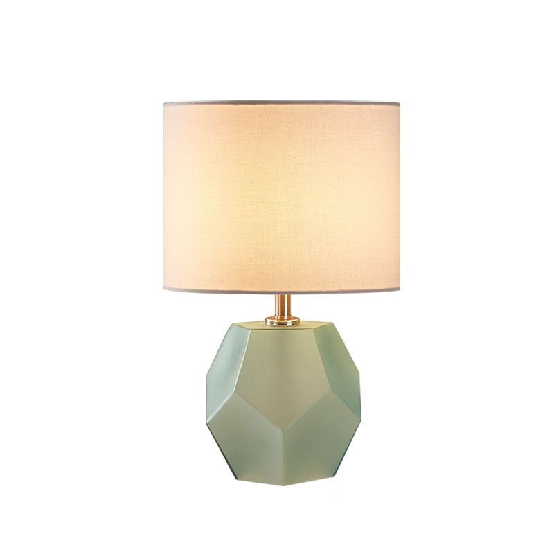 Modern Style Barrel Table Lamp Glass and Fabric 1 Head Night Table Lamps