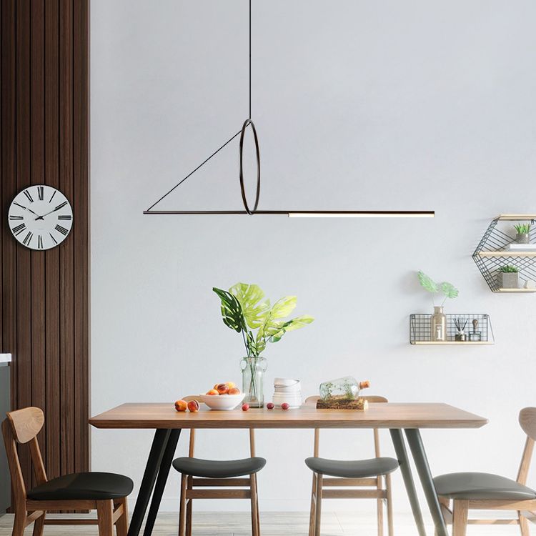 Linear Pendant Chandelier Modern Minimalist Style Metal Hanging Light