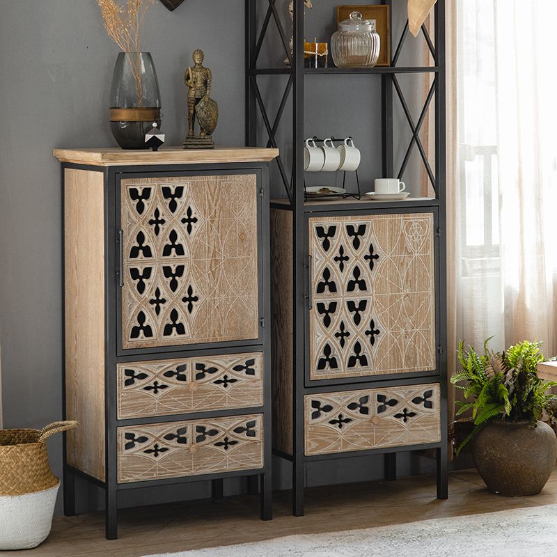 Industrial Accent Cabinet Metal and Wood Chest in Distressed Finish