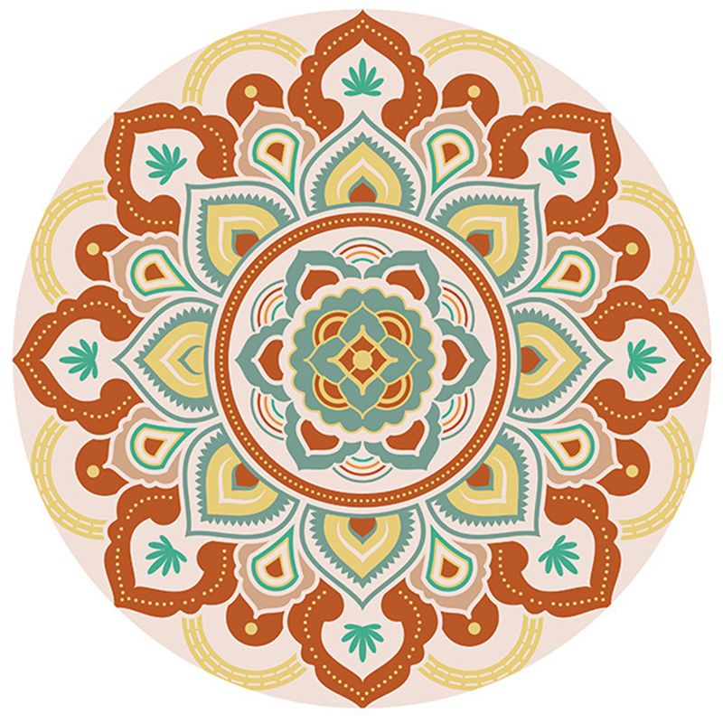 Chic Beige Americana Pattern Rug Polyester Bohemian Area Carpet Non-Slip Rug for Home Decor