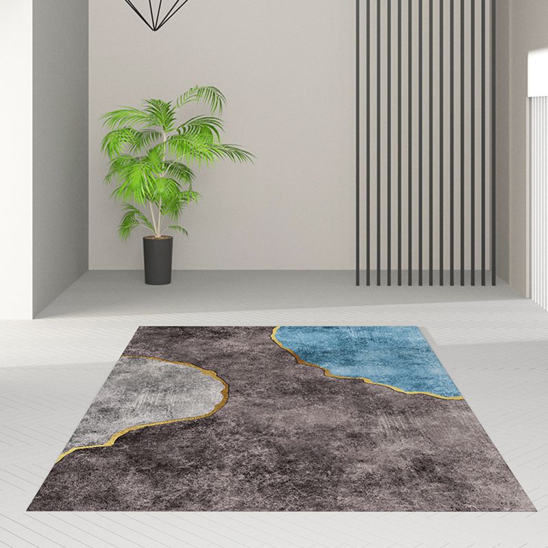 Navy Nordic Carpet Polyester Graphic Carpet Non-Slip Backing Carpet for Living Room