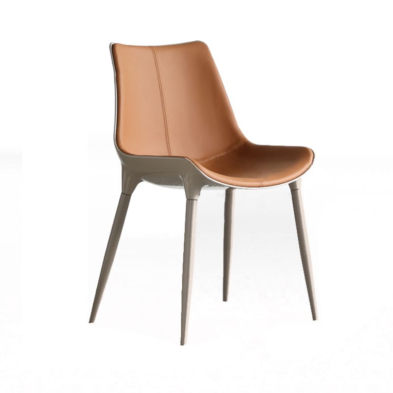 Contemporary Metal Dining Armless Chair Upholstered Dining Side Chair for Restaurant Use