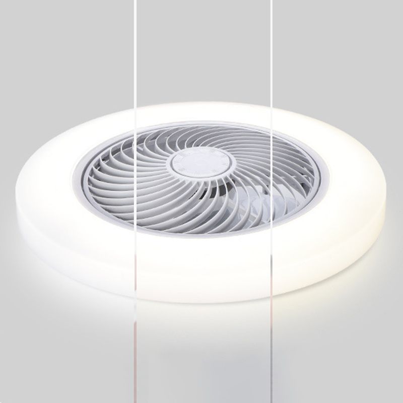 Modern Style Round Fan Light Fixture Acrylic Bedroom LED Semi Flush Ceiling Light