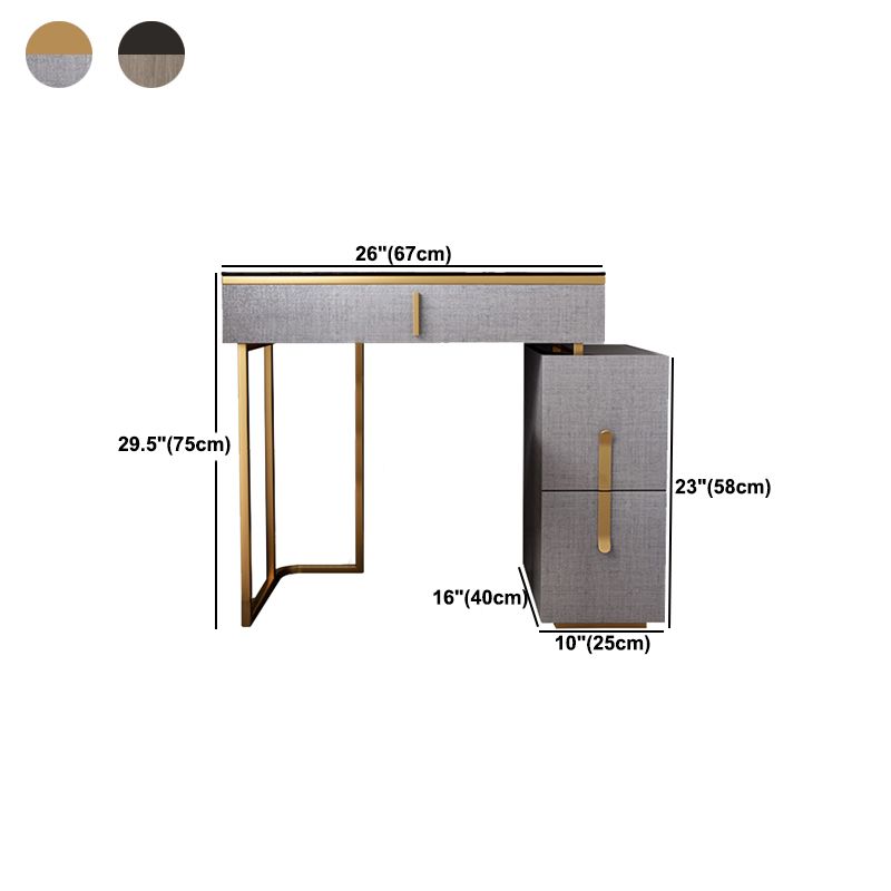 3-Drawer Glass Vanity Table with Stool Glam 26.4" W Dressing Table