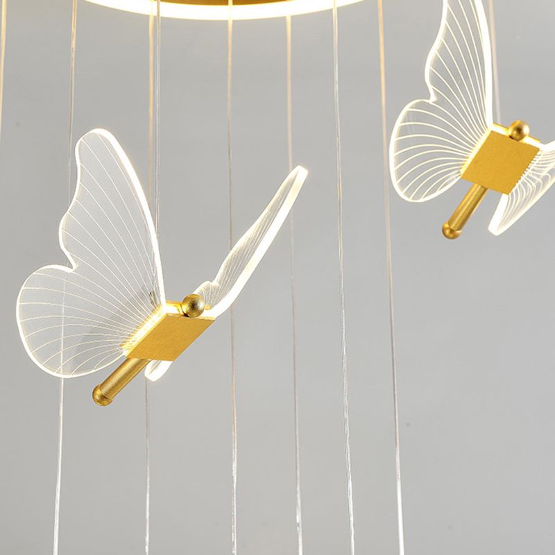 Multi-Light Butterfly Pendant Modern Metal and Acrylic Shade Cluster Pendant Light for Living Room