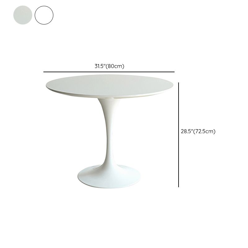 White Modern Round Stone Tabletop Dining Table with Tulip Base