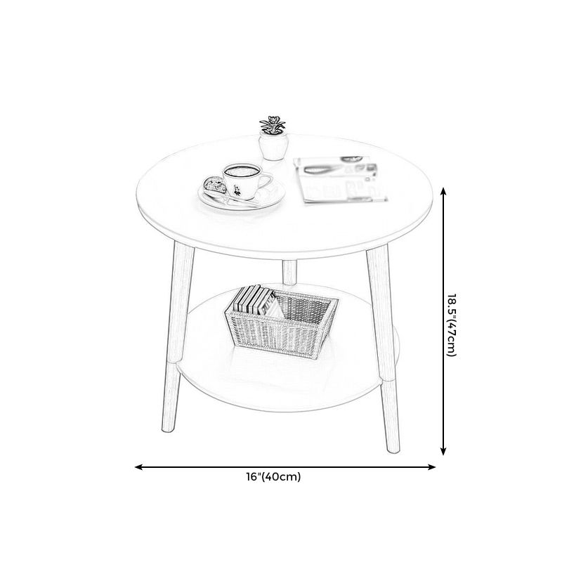 3 Legs End Table Wood White/Natural Round Side Table for Living Room