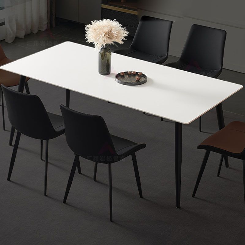 Industrial Kitchen Dinner Table Stone Rectangle 4 Legs Dining Table