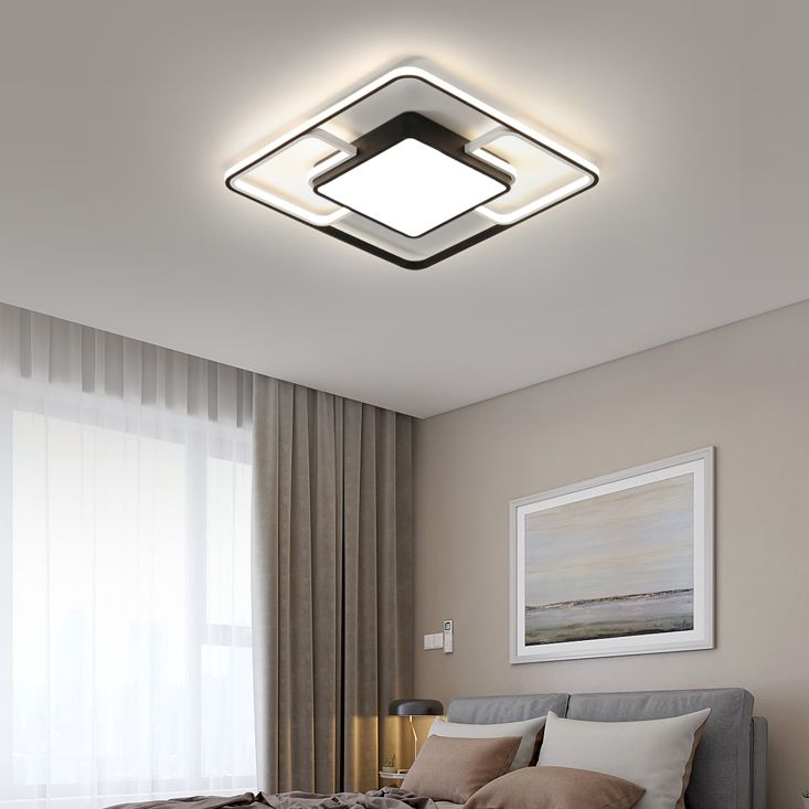 Luces de techo de forma cuadrada de forma cuadrada de estilo moderno 4 luces montadas en el techo de luz en negro