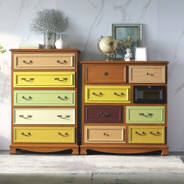 Nautical Vertical Lingerie Chest Wood Storage Chest Dresser for Bedroom