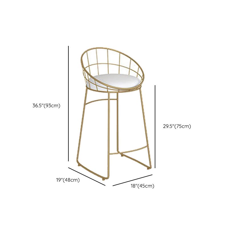 Industrial Metal Bar Stools Armless Backrest Barstool with Cushion
