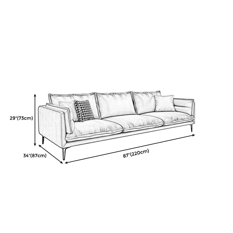 28.74 "H Moderne Kissen -Oberarm -Sofa mit Kissen zurück für Wohnzimmer, braun