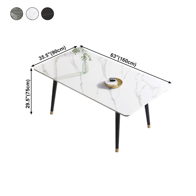 Table à manger en pierre frittée Table rectangulaire à 4 pieds pour la maison